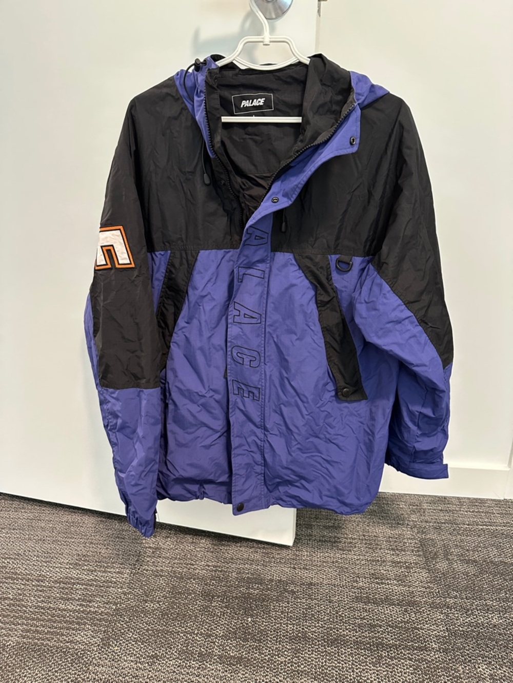 PALACE Black and Purple Hooded Windbreaker